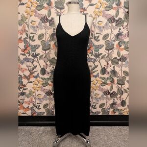 360 Cashmere Black V-neck Tank Midi Dress- Size Small